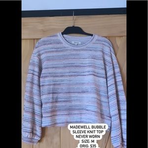Madewell bubble sleeve knit top.